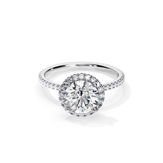 2.0 CT Round Cut Moissanite Halo Style & Pave Setting Engagement Ring