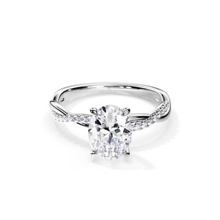 3.0 CT Oval Cut Moissanite Twisted Engagement Ring