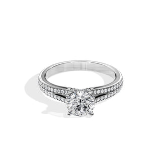 1.0 CT Round Cut Split Shank Moissanite Engagement Ring