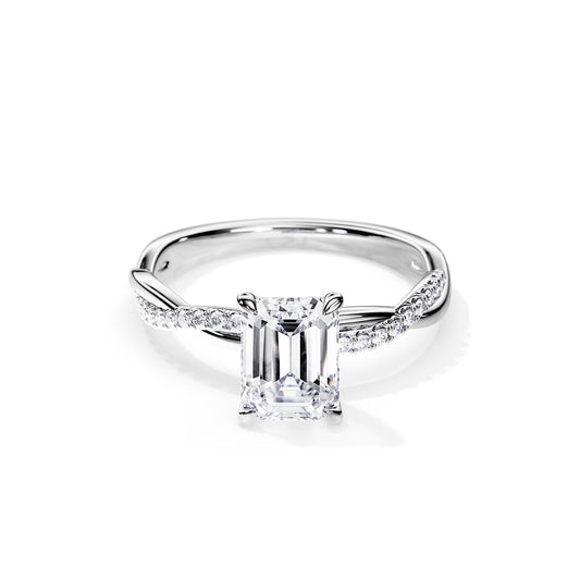 2.50 CT Emerald Cut Moissanite Twisted Engagement Ring