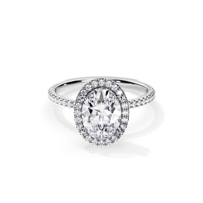 3.0 CT Oval Moissanite Halo & Pave Setting Engagement Ring