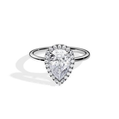 2.10 CT Pear Cut Moissanite Halo Engagement Ring