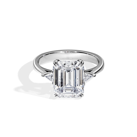 3.50 CT Emerald Cut Three Stone Moissanite Engagement Ring