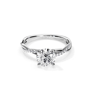 2.0 CT Round Cut Moissanite Twisted Engagement Ring