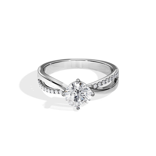 1.0 CT Round Moissanite Split Shank Engagement Ring