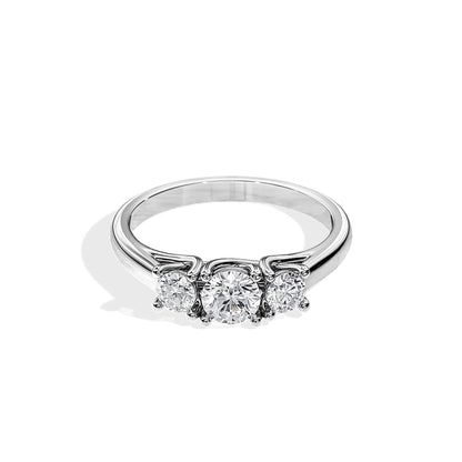 0.50 CT Round Cut Three Stone Moissanite Engagement Ring