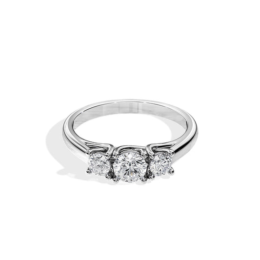 0.50 CT Round Cut Three Stone Moissanite Engagement Ring