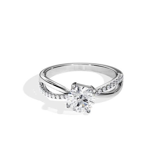 1.0 CT Round Cut Moissanite Split Shank Engagement Ring
