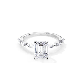 2.50 CT Emerald Cut Moissanite pave setting Engagement Ring