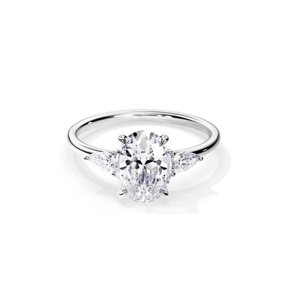 3.0 CT Three Stone Oval Cut Moissanite Engagement Ring