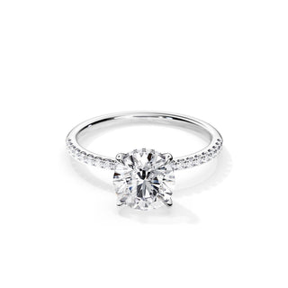 2.0 CT Round Moissanite Hidden Halo & Pave Engagement Ring