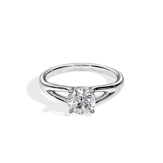 1.0 CT Round Moissanite Split Shank Style Engagement Ring