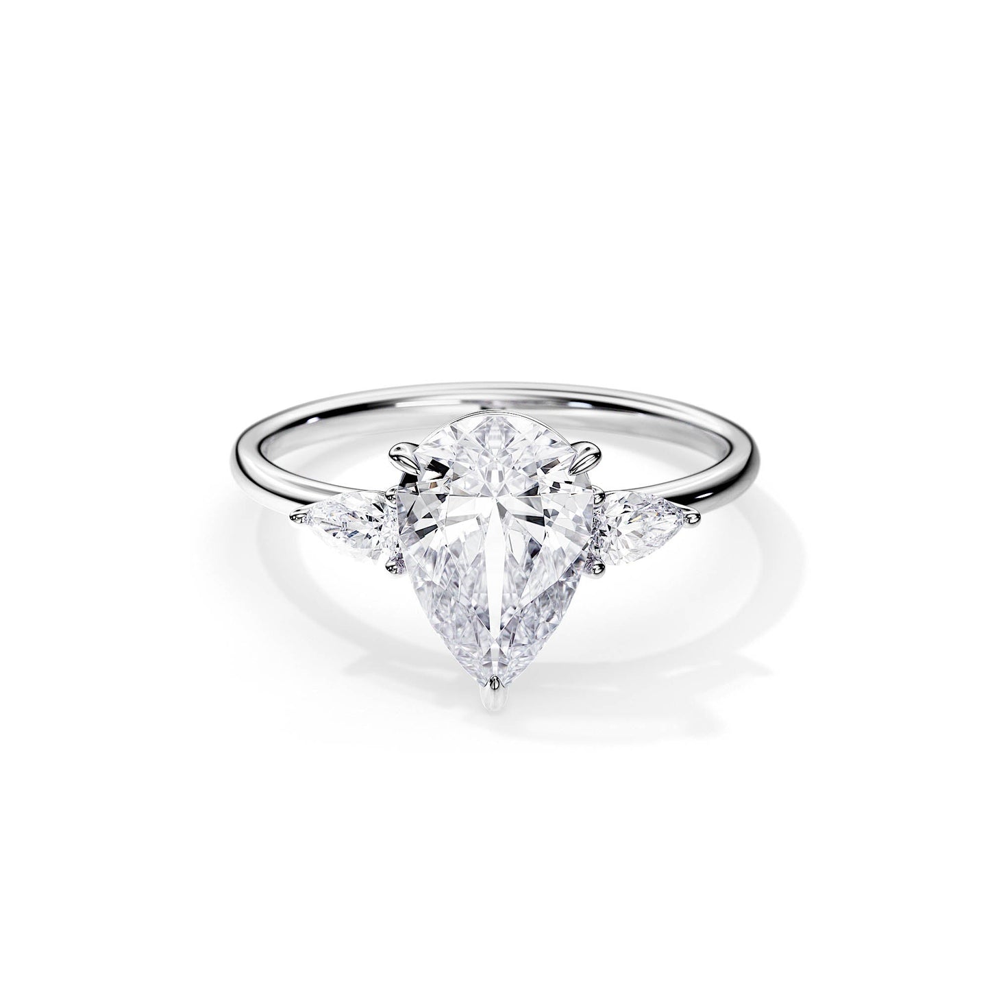 3.0 CT Three Stone Pear Cut Moissanite Engagement Ring