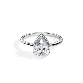 2.10 CT Pear Moissanite Halo Engagement Ring