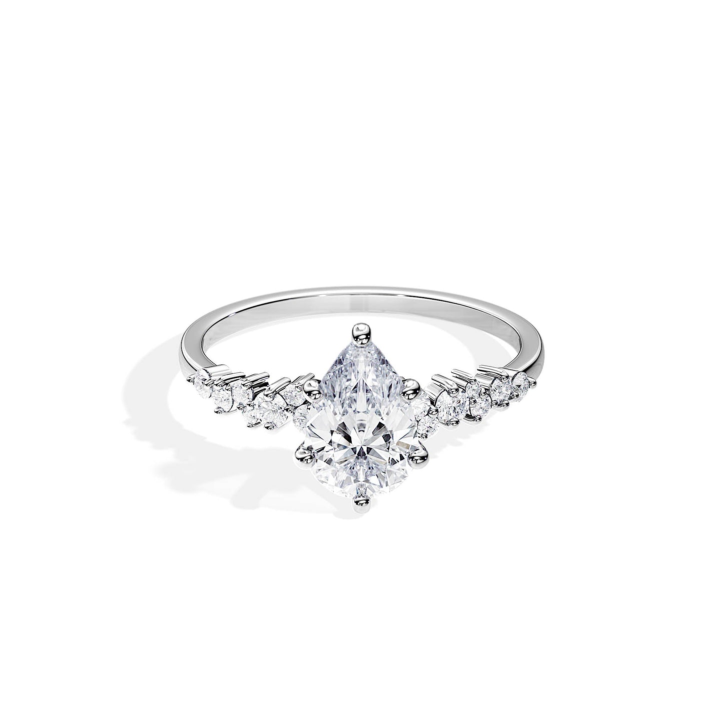 1.50 CT Pear Cut Moissanite Cluster Engagement Ring