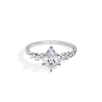 1.50 CT Pear Cut Moissanite Cluster Engagement Ring