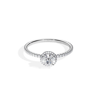 0.50 CT Hidden Halo Round Cut Moissanite Pave Engagement Ring