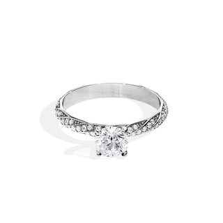 1.0 CT Round Cut Moissanite Twisted Pave Setting Engagement Ring