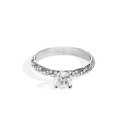 1.0 CT Round Cut Moissanite Twisted Pave Setting Engagement Ring