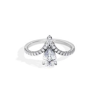 1.0 CT Pear Cut Moissanite Chevron Setting Engagement Ring