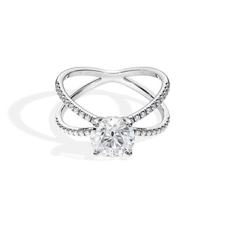 1.50 CT Round Cut Moissanite Criss Cross Engagement Ring