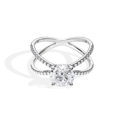 1.50 CT Round Cut Moissanite Criss Cross Engagement Ring
