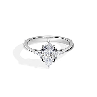 1.0 CT Marquise Cut Moissanite Three Stone Style Engagement Ring