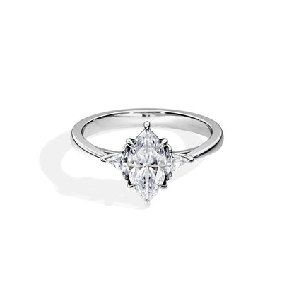 1.0 CT Marquise Cut Moissanite Three Stone Style Engagement Ring