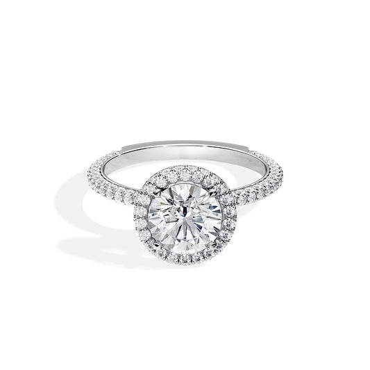 1.50 CT Round Cut Halo & Pave Moissanite Engagement Ring