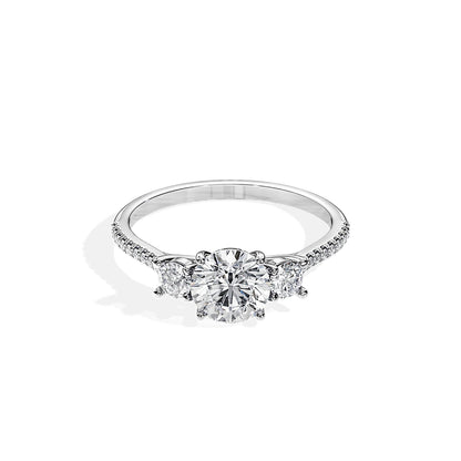 1.0 CT Round Cut Moissanite Three Stone Setting Engagement Ring