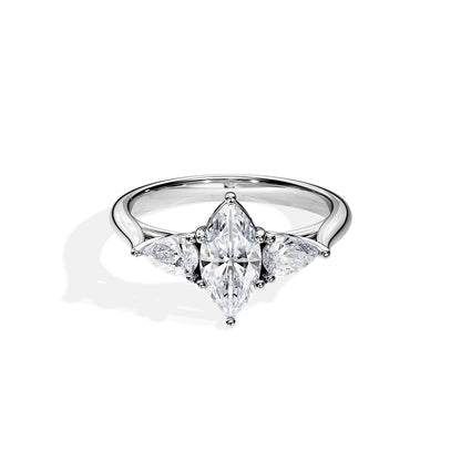 2.0 CT Marquise Cut Moissanite Three Stone  Style Engagement Ring