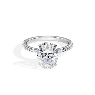 3.0 CT Hidden Halo Oval Cut Moissanite Pave Engagement Ring