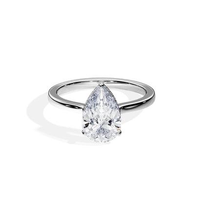 2.10 CT Pear Moissanite Hidden Halo Engagement Ring