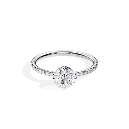 1.0 CT Round Cut Pave Setting Moissanite Engagement Ring