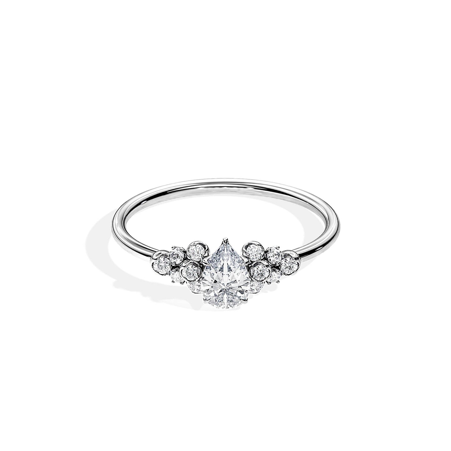 0.50 CT Pear Cut Moissanite Cluster Engagement Ring