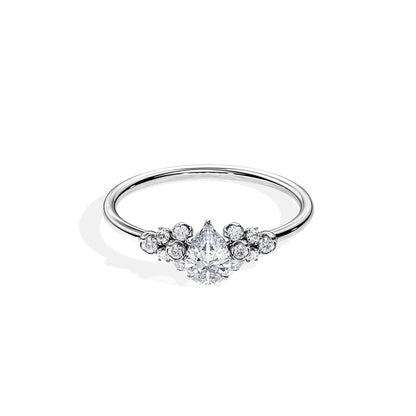 0.50 CT Pear Cut Moissanite Cluster Engagement Ring