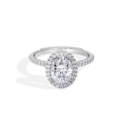 1.50 CT Oval Cut Moissanite Halo & Pave Engagement Ring