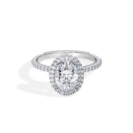 1.50 CT Oval Cut Moissanite Halo & Pave Engagement Ring