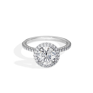 1.50 CT Round Cut Moissanite Double Halo & Pave Engagement Ring