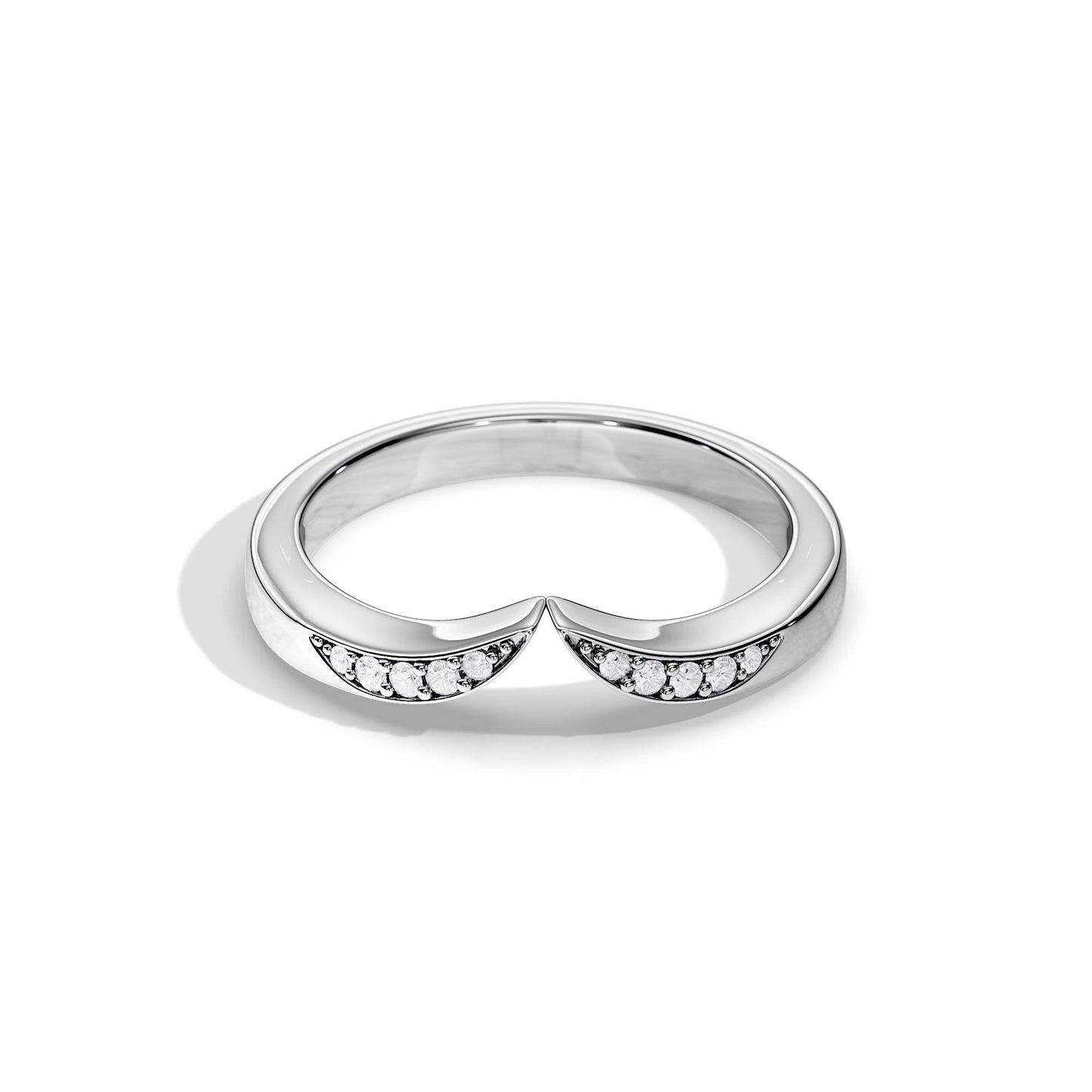 0.08 TCW Round Chevron Moissanite Wedding Band