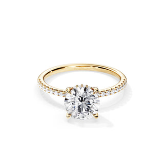 2.0 CT Round Moissanite Hidden Halo & Pave Engagement Ring