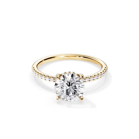 2.0 CT Round Moissanite Hidden Halo & Pave Engagement Ring