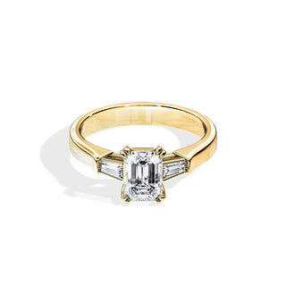 2.0 CT Three Stone Emerald Cut Moissanite Engagement Ring