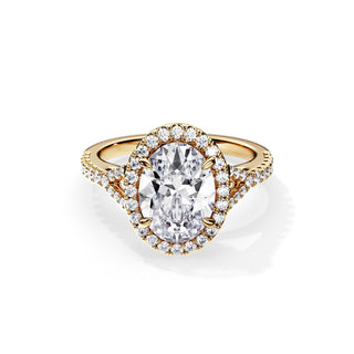 2.10 CT Oval Cut Moissanite Halo & Pave Engagement Ring