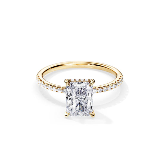 1.80 CT Radiant Cut Moissanite Hidden halo & Pave Engagement Ring