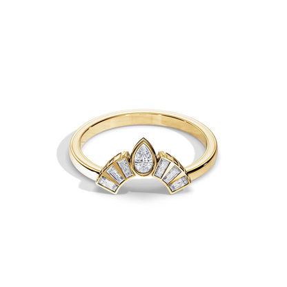 0.35 TCW  Pear / Baguette Crown Moissanite Wedding Band