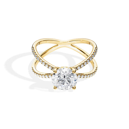 1.50 CT Round Cut Moissanite Criss Cross Engagement Ring