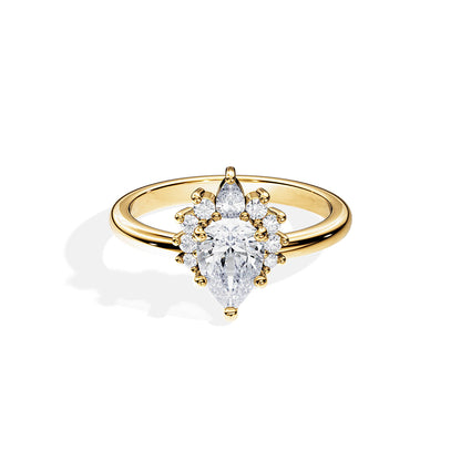 1.0 CT Pear Cut Moissanite Cluster setting Engagement Ring