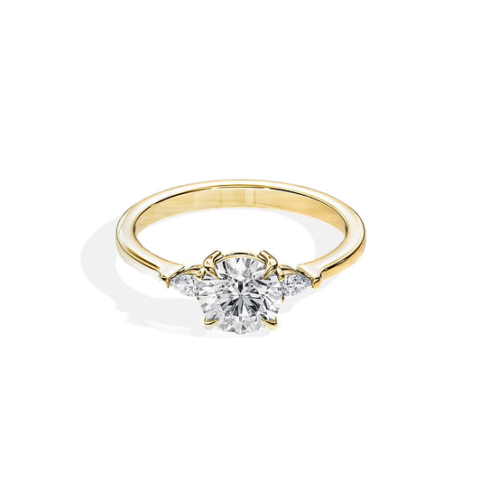 1.0 CT Three Stone Round Moissanite Engagement Ring