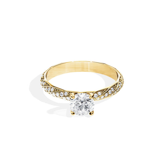 1.0 CT Round Cut Moissanite Twisted Pave Setting Engagement Ring